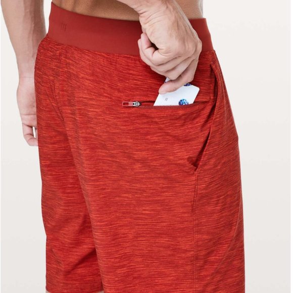 Lululemon Mens T.H.E. Short *Linerless 9" Heather Allover Solar Orange NWT S - Picture 4 of 15